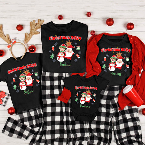 Christmas Family Shirts Santa Elf Christmas Shirts for Family Christmas Matching Custom Personalized Shirts Christmas 2024 Reunion