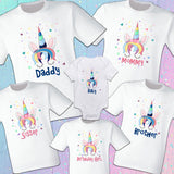 Unicorn Family Shirts Unicorn Birthday Shirt Birthday Girl Unicorn party Unicorn theme Family matching Personalized Custom Pink Unicorn Birthday Girl Family Matching Rainbow