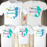 Mermaid Birthday Family Shirts Merdad Mermon Mersister Ariel Sea Matching Shirts Mermaid Party Mermaid Shirts Family Matching Merbabe