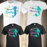 Mermaid Birthday Family Shirts Merdad Mermon Mersister Ariel Sea Matching Shirts Mermaid Party Mermaid Shirts Family Matching Merbabe